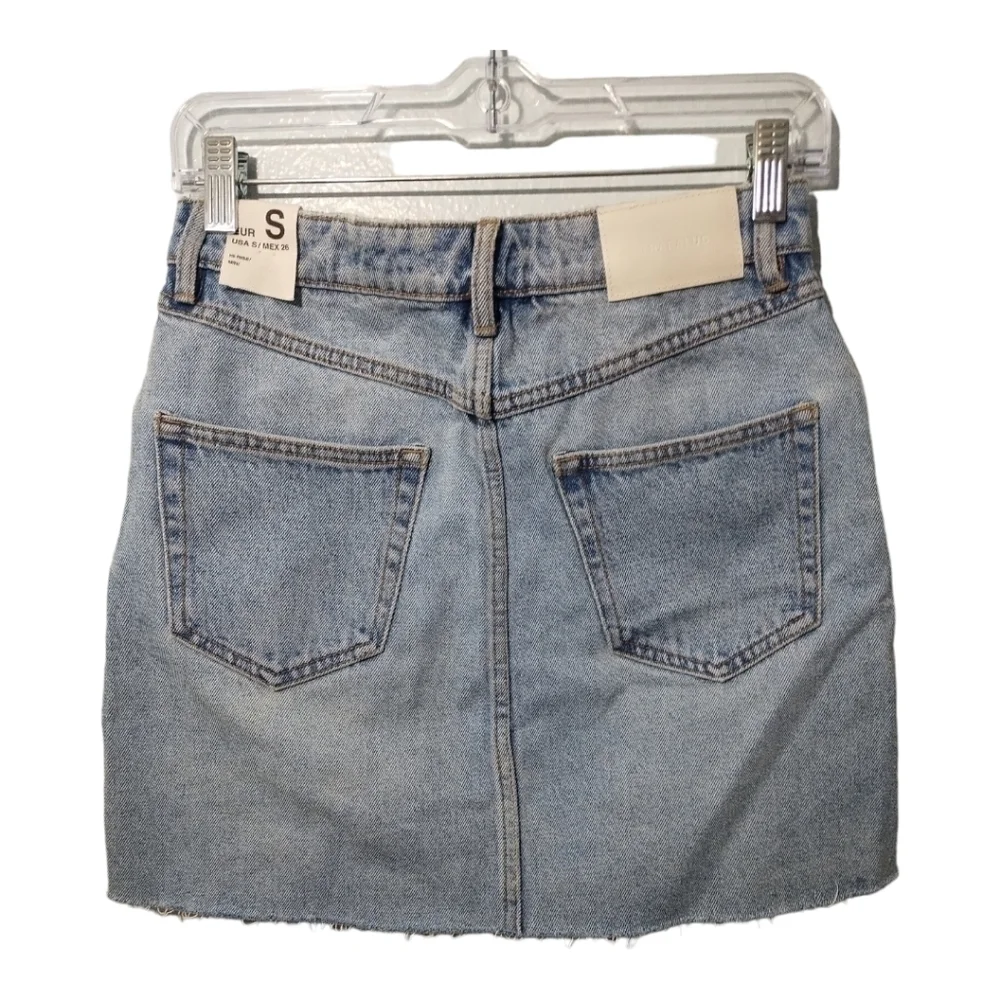 Zara Authentic Denim by TRF‎ Zip up Light Wash Denim Mini Skirt Size S